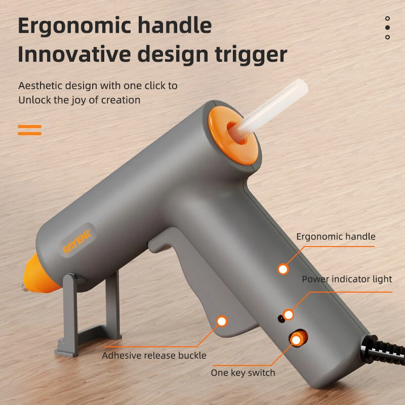 RAYENR Home Hot Melt Glue Gun 20W 110V-240V Quick Preheat 7mm Sticks Aluminum Alloy Nozzle Compact Design 30PCS/60PCS Optional Glue Sticks — view 8