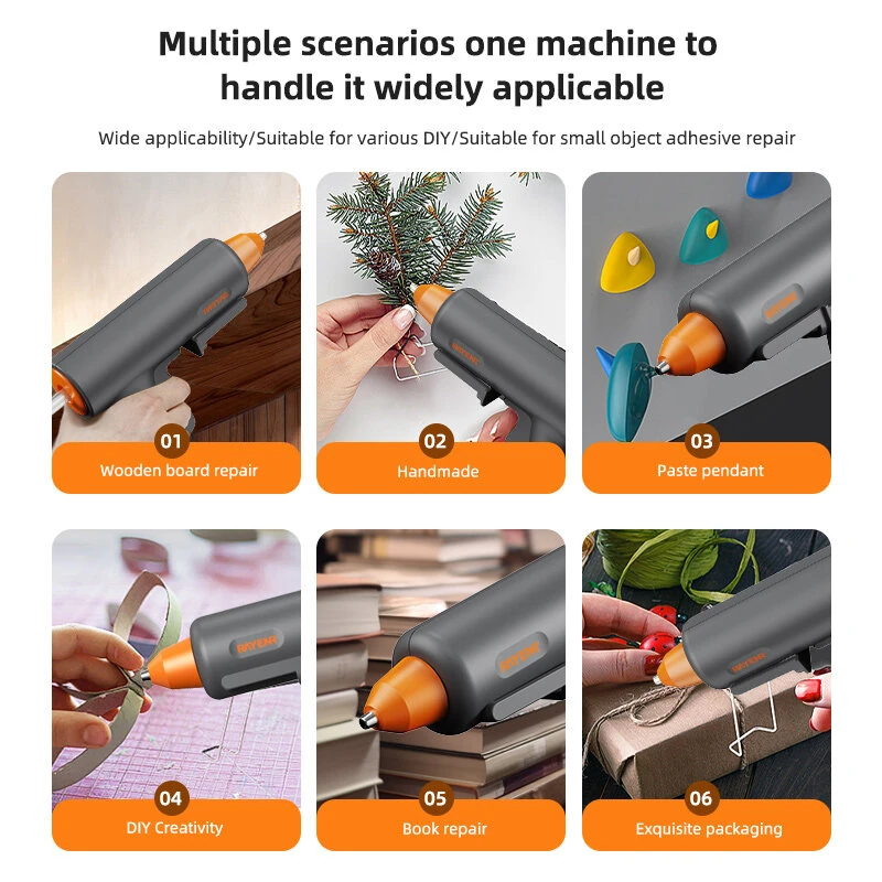 RAYENR Home Hot Melt Glue Gun 20W 110V-240V Quick Preheat 7mm Sticks Aluminum Alloy Nozzle Compact Design 30PCS/60PCS Optional Glue Sticks — view 9