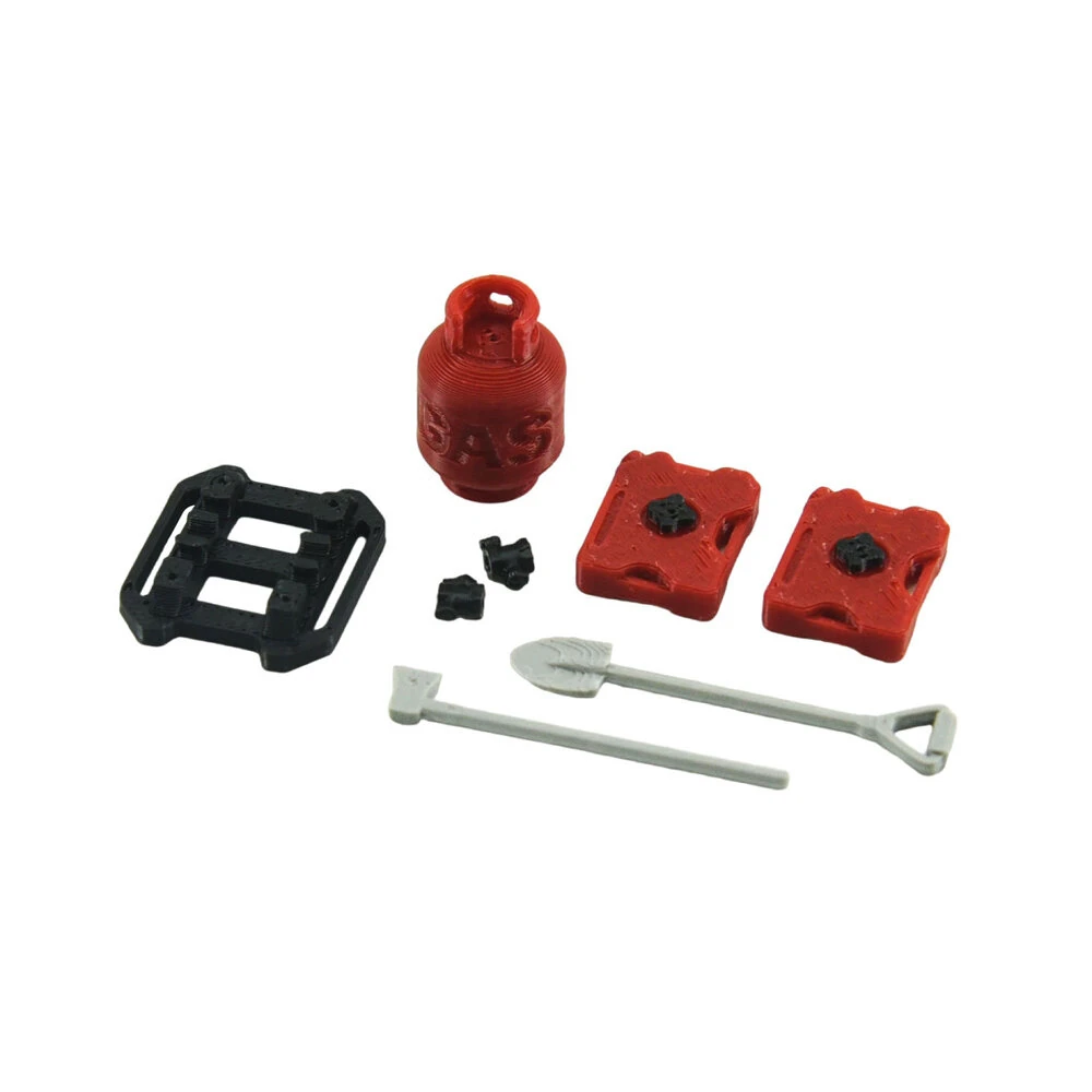 RC Car Models Simulation Roof Suitcase Axle Shovel Oil Tank Jack Lift Gas Cylinder Ladder Escape Plate Board Decoration Parts for Axial SCX30 1/30 Off-Road Truck Vehicles Models — view 3