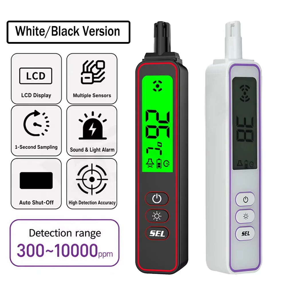 Rechargeable Combustible Gas Leak Detector 300-10000ppm LCD Display USB Charging Sound Vibration Alarm Methane Natural Gas Alcohol Tester — view 2
