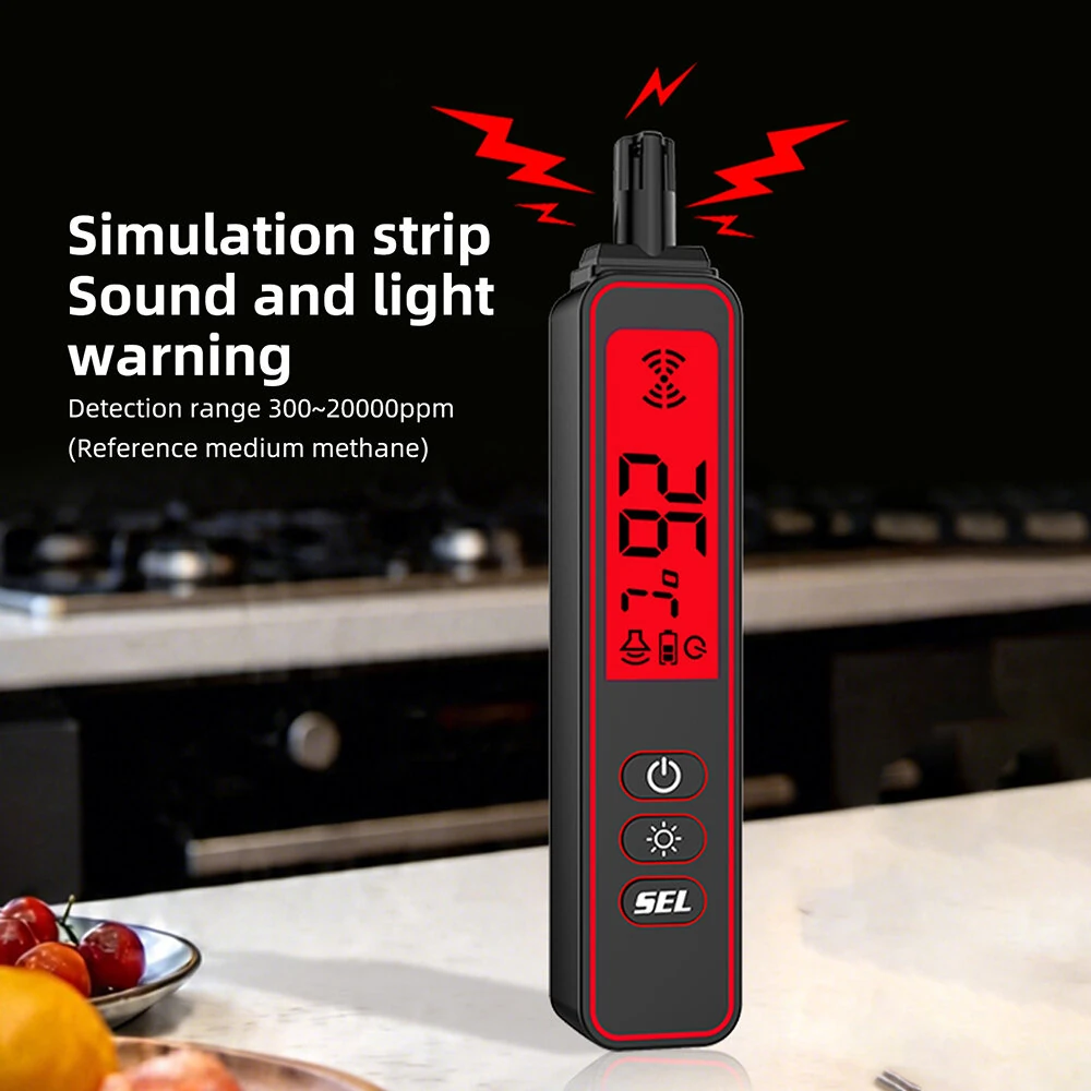Rechargeable Combustible Gas Leak Detector 300-10000ppm LCD Display USB Charging Sound Vibration Alarm Methane Natural Gas Alcohol Tester — view 4