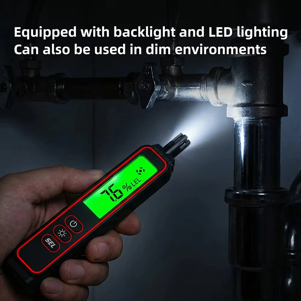 Rechargeable Combustible Gas Leak Detector 300-10000ppm LCD Display USB Charging Sound Vibration Alarm Methane Natural Gas Alcohol Tester — view 5
