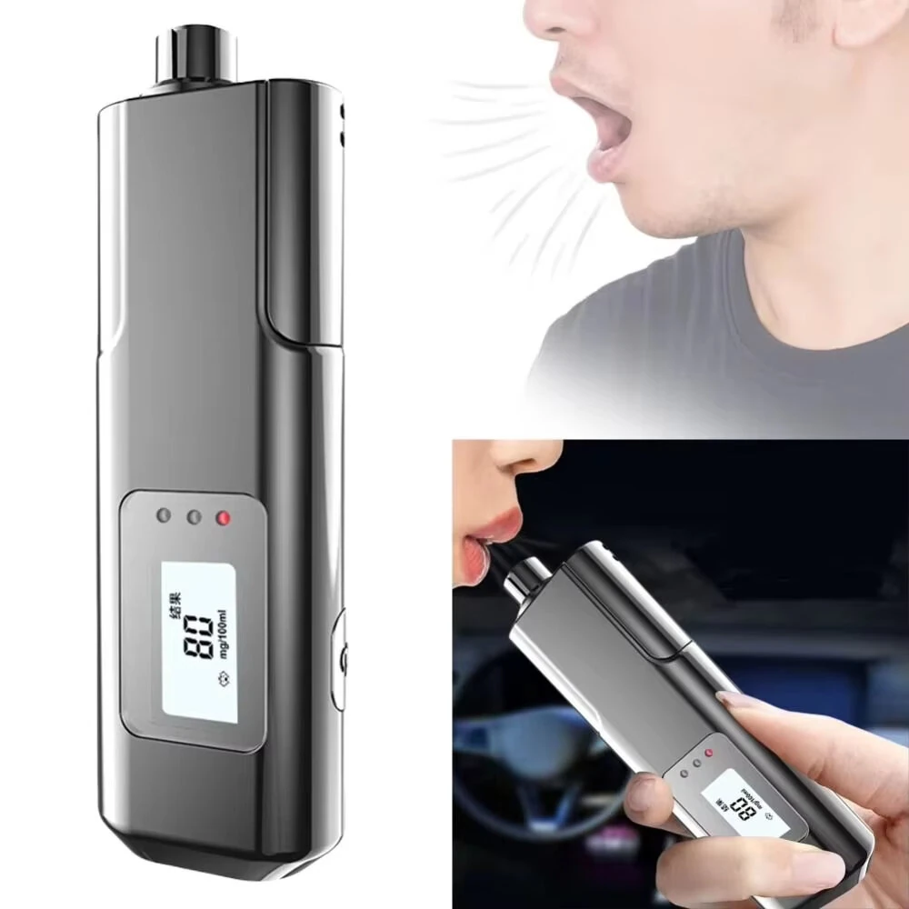 Rechargeable Digital Breathalyzer Non-Contact Alcohol Tester with LED Display Portable Analyzer with Window Breaker & Seatbelt Cutter — view 2