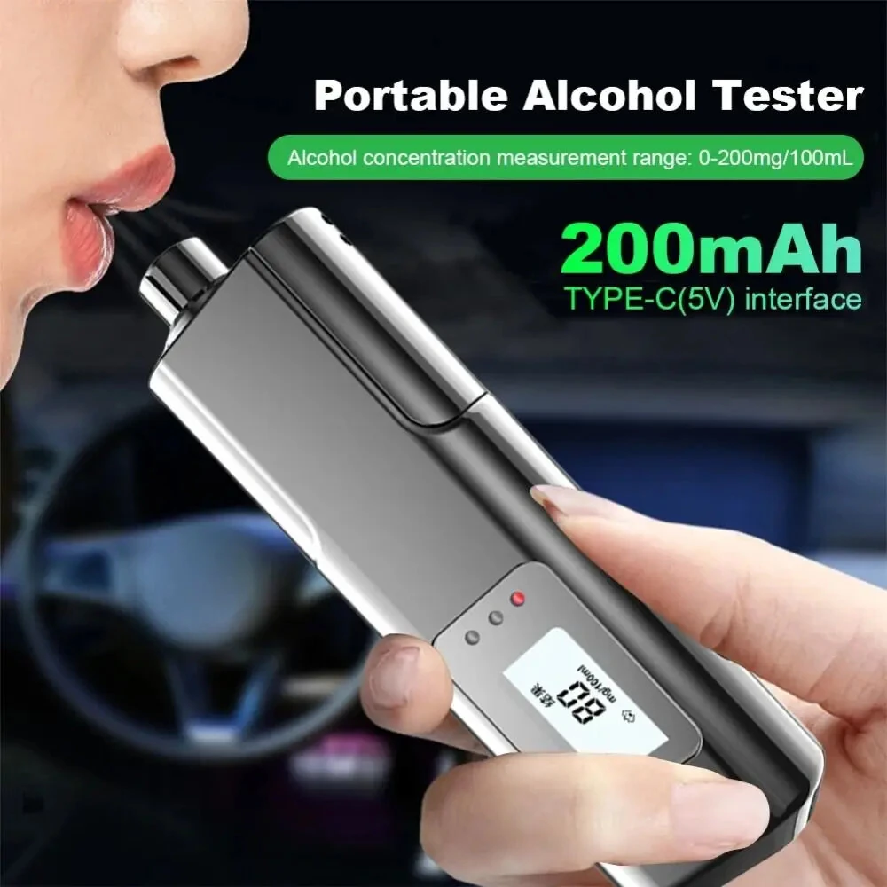 Rechargeable Digital Breathalyzer Non-Contact Alcohol Tester with LED Display Portable Analyzer with Window Breaker & Seatbelt Cutter — view 3