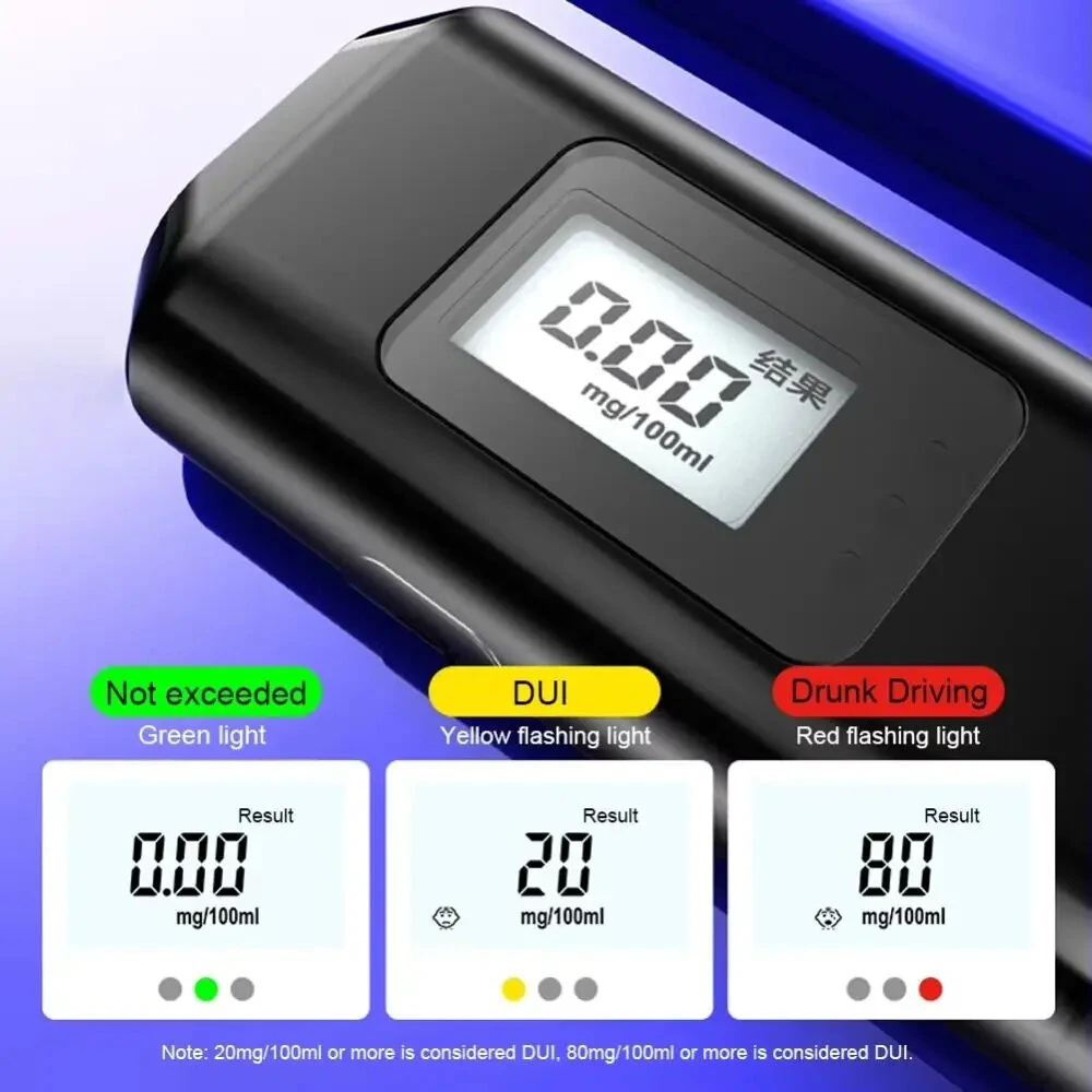 Rechargeable Digital Breathalyzer Non-Contact Alcohol Tester with LED Display Portable Analyzer with Window Breaker & Seatbelt Cutter — view 4