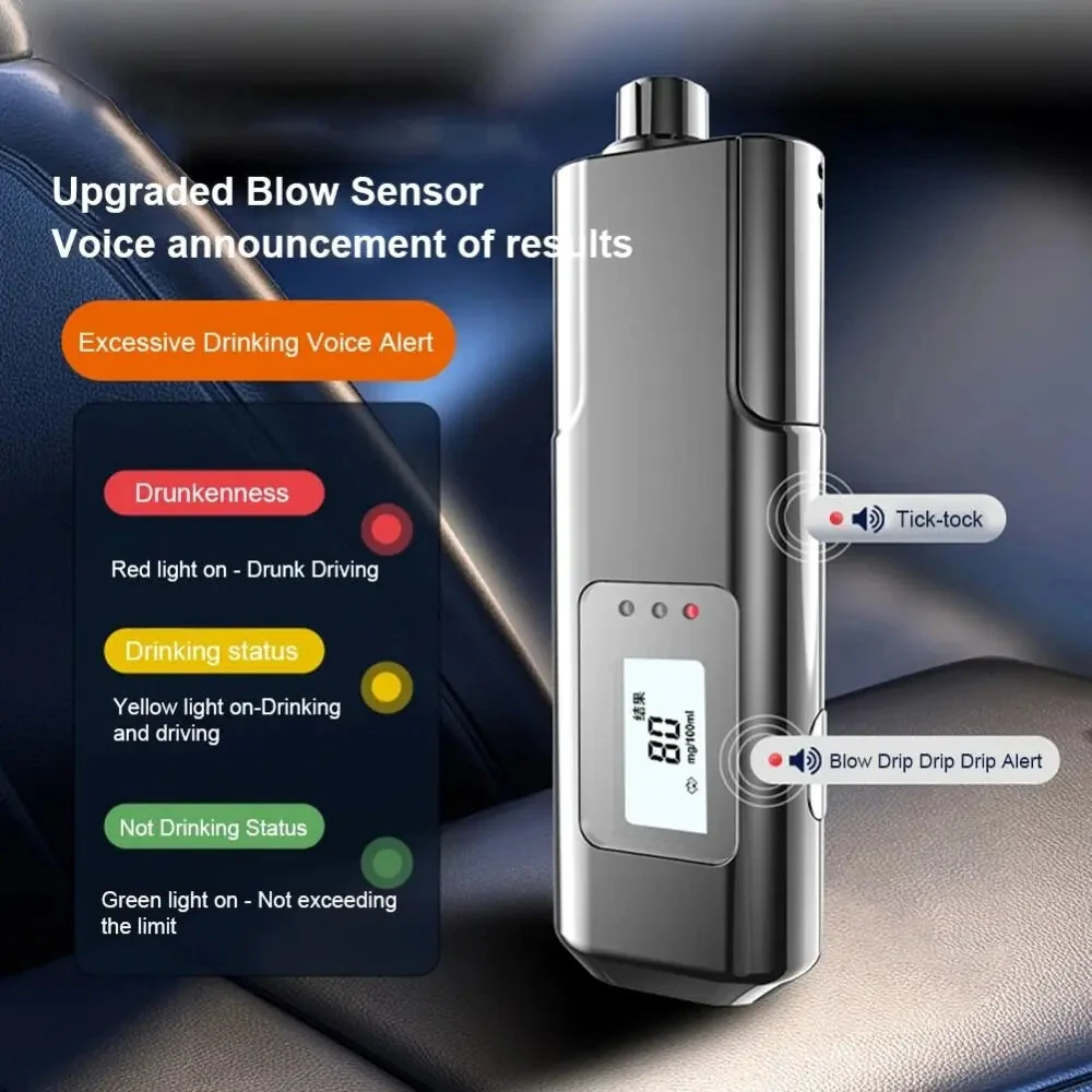 Rechargeable Digital Breathalyzer Non-Contact Alcohol Tester with LED Display Portable Analyzer with Window Breaker & Seatbelt Cutter — view 9