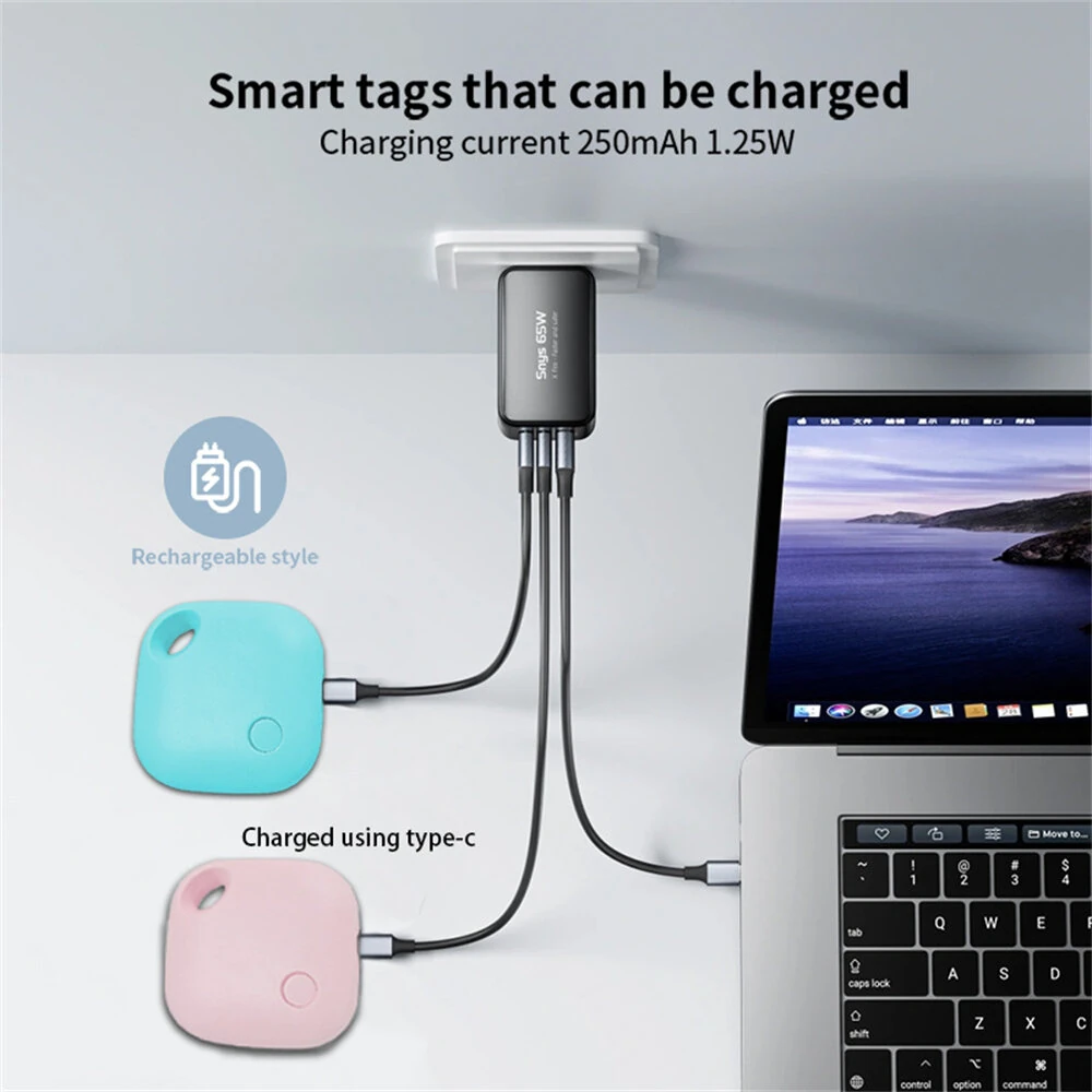 Rechargeable GPS Air Tracker Smart Tag Precise Positioning Works with Apple Find My APP Type-C Charging Locator Key Finder — view 6