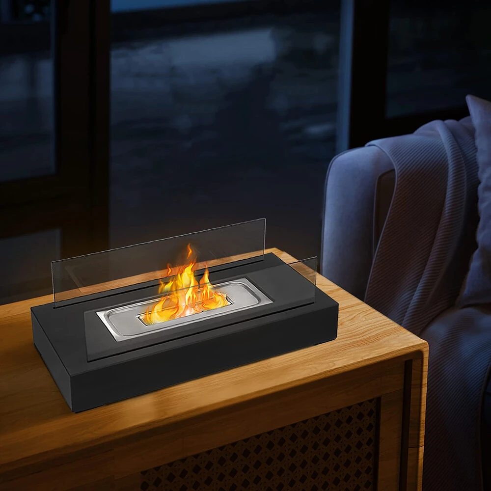 Rectangular Desktop Alcohol Fireplace Outdoor Portable Real Fire Fireplace Lamp Heater Modern Decorative Atmosphere Lamp — view 2
