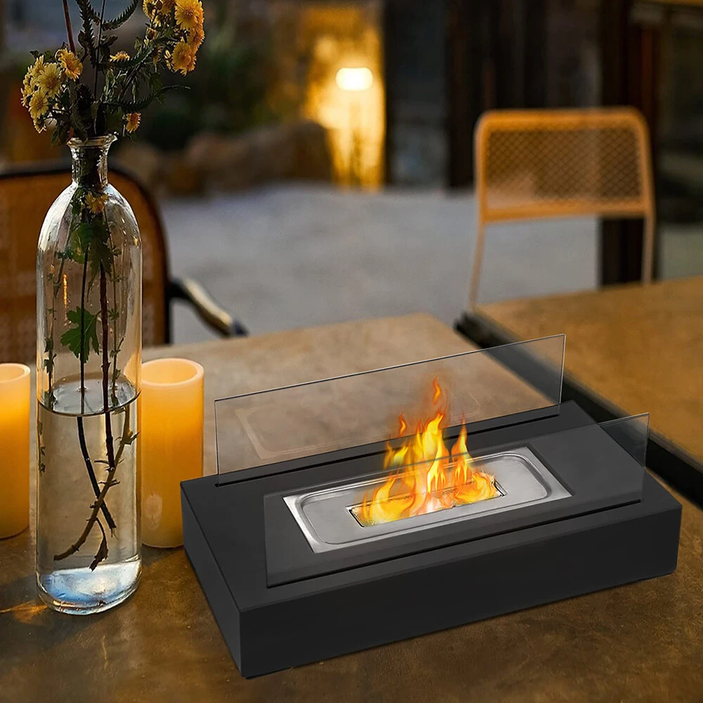 Rectangular Desktop Alcohol Fireplace Outdoor Portable Real Fire Fireplace Lamp Heater Modern Decorative Atmosphere Lamp — view 3