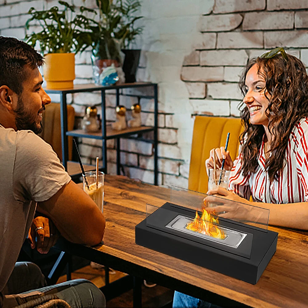 Rectangular Desktop Alcohol Fireplace Outdoor Portable Real Fire Fireplace Lamp Heater Modern Decorative Atmosphere Lamp — view 4
