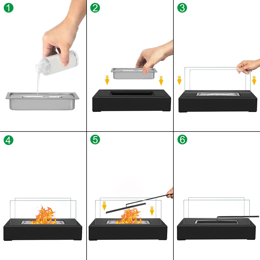 Rectangular Desktop Alcohol Fireplace Outdoor Portable Real Fire Fireplace Lamp Heater Modern Decorative Atmosphere Lamp — view 7