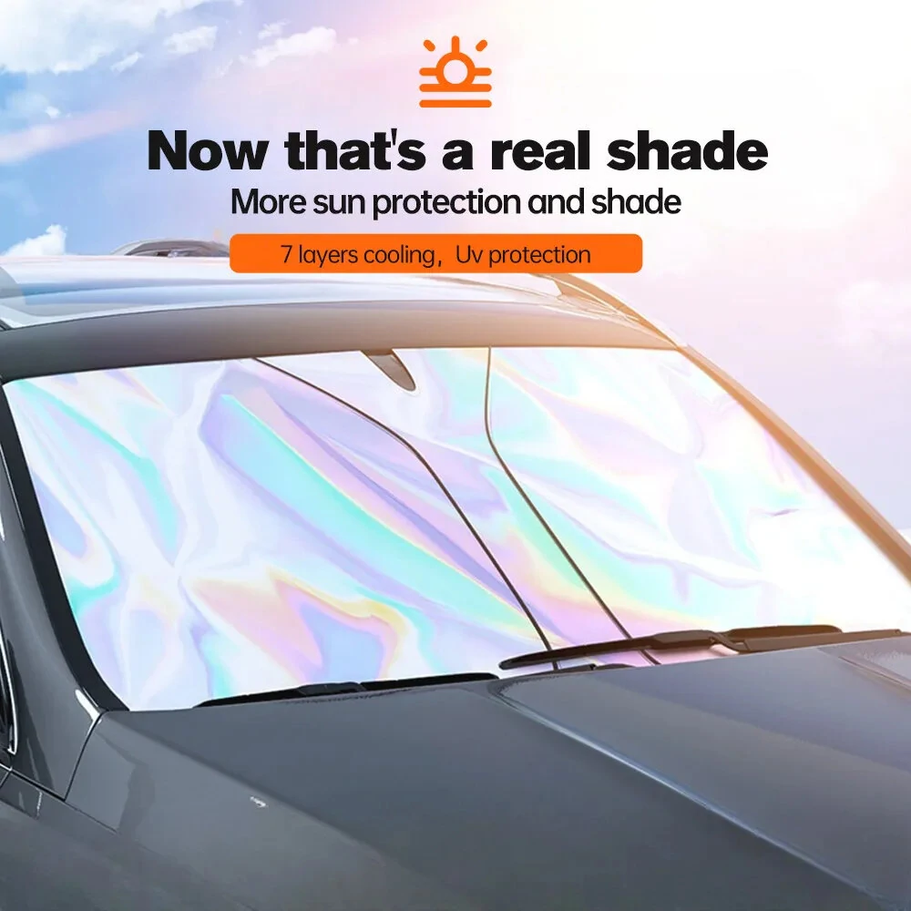 RedrRover 3 Layer Laser Sun Protection Shade Sunshade Privacy Curtain Car Front Windshield Heat Insulation Block UV Ray Sunlight — view 3