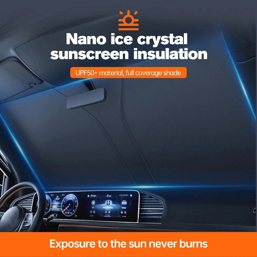 RedrRover 3 Layer Laser Sun Protection Shade Sunshade Privacy Curtain Car Front Windshield Heat Insulation Block UV Ray Sunlight — view 4