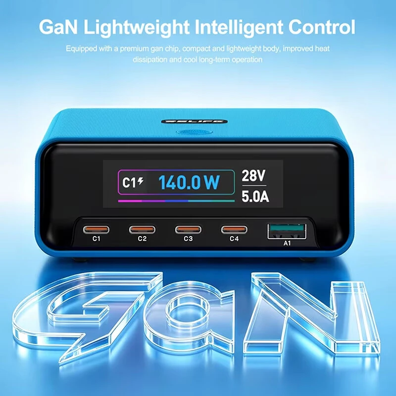 RELIFE Q8 GaN Intelligent Multi-Port Charger 165W 5-Port Fast Charging Station 140W Max Single-Port Output Smart Power Distribution — view 6