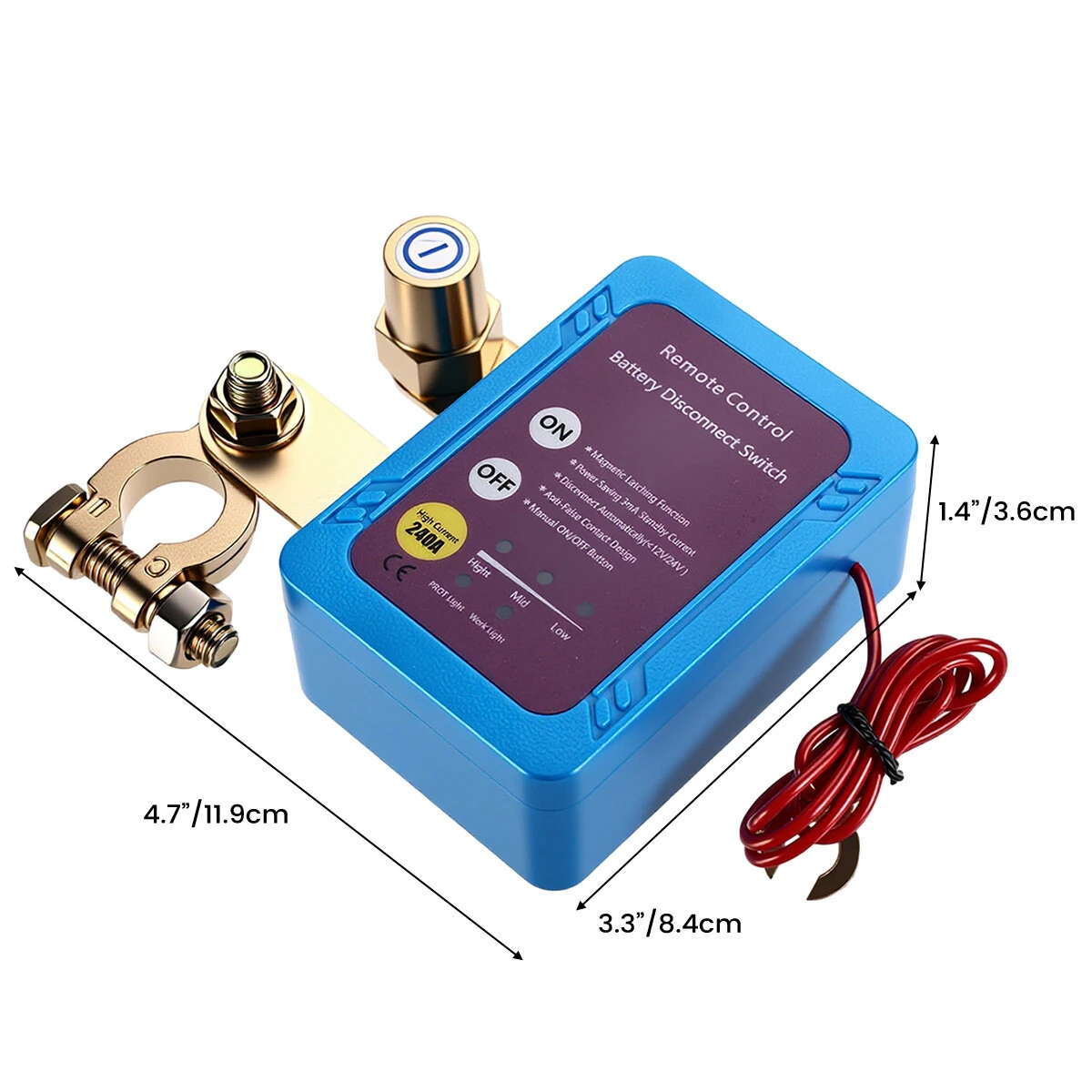 Remote Battery Disconnect Switch 12V 240A Smart Kill Switch Automatic Power Cut-Off Low Power Consumption for Cars Trucks RVs Boats ATVs Negative Terminal Compatibility — view 7