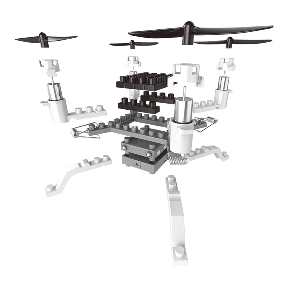 Remote Control Drone Assembly Kit Clip / Building Blocks Type DIY RC Quadcopter Aircraft Learning Flying Stem Education Toy — view 4