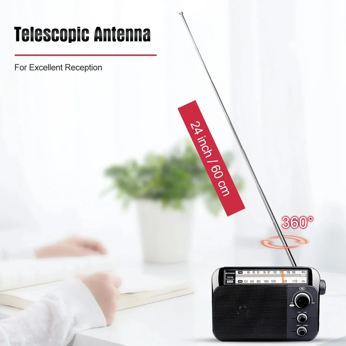 Retekess TR604 Radio FM AM Portable Radios AM FM on the battery Speakers Rechargeable Radio For Senior — view 3