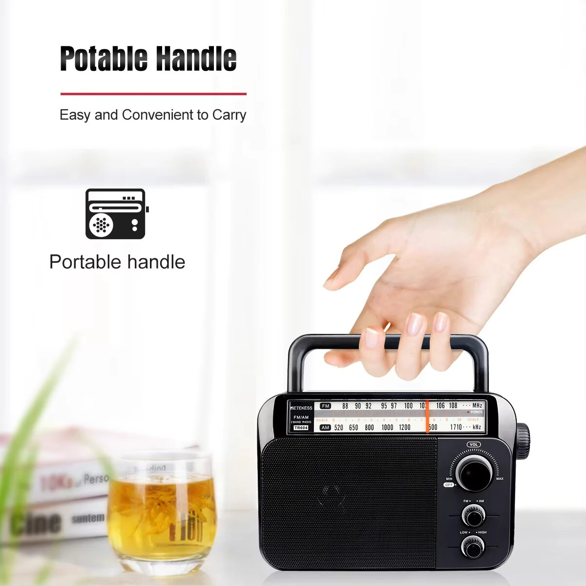 Retekess TR604 Radio FM AM Portable Radios AM FM on the battery Speakers Rechargeable Radio For Senior — view 4