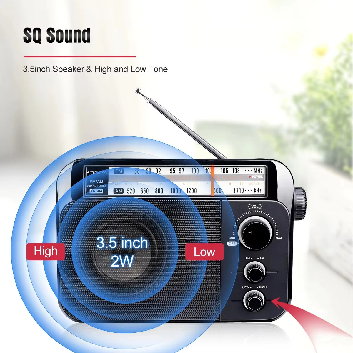 Retekess TR604 Radio FM AM Portable Radios AM FM on the battery Speakers Rechargeable Radio For Senior — view 6