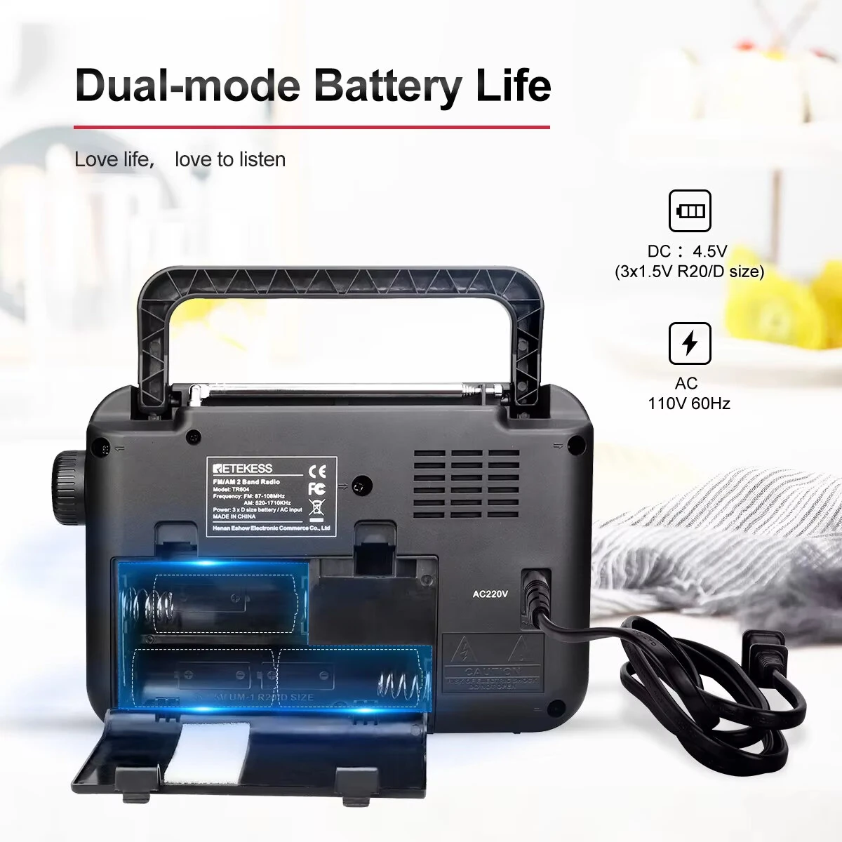 Retekess TR604 Radio FM AM Portable Radios AM FM on the battery Speakers Rechargeable Radio For Senior — view 7