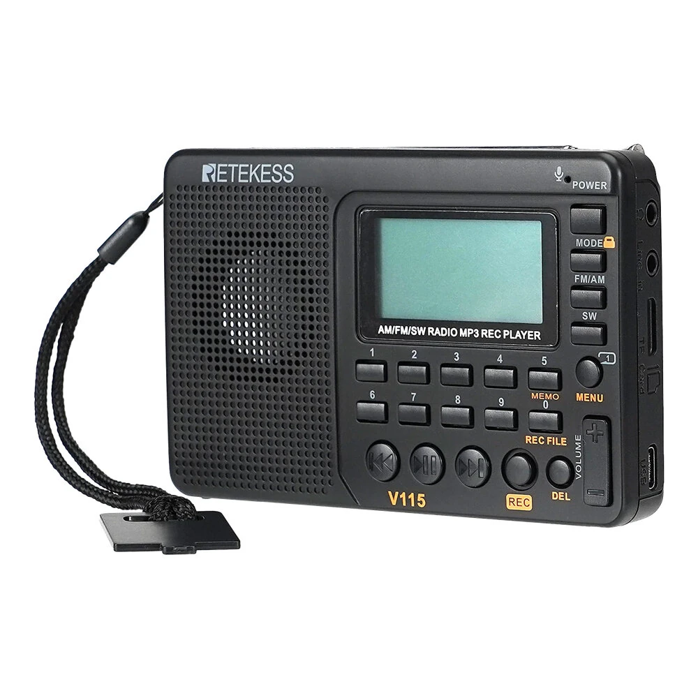 Retekess V115 Radio FM AM SW Portable Radios AM FM Rechargeable Shortwave Radio Battery Powered Full Waves USB Recorder For Gift