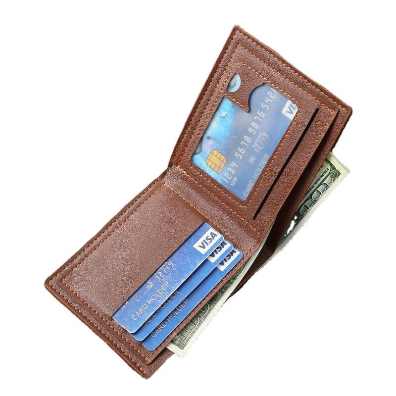 Retro Men's PU Leather Short Wallet Slim Bifold Purse Credit Card Holder Card Case Wallet Gifts For Men Card Holder Purse Men — view 3