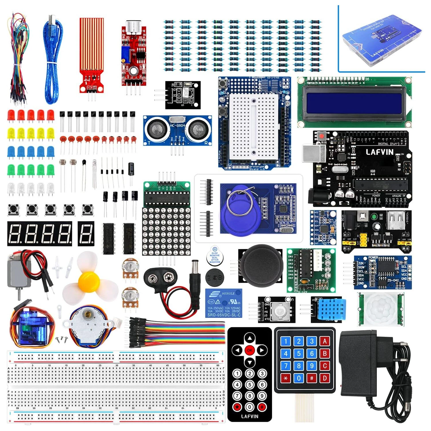 RFID Upgrade Super Kit UNOs R3 Starter Learning Kit with RC522 RFID Module LCD1602 DHT11 RTC Breadboard Servo Stepper Motor — image 1