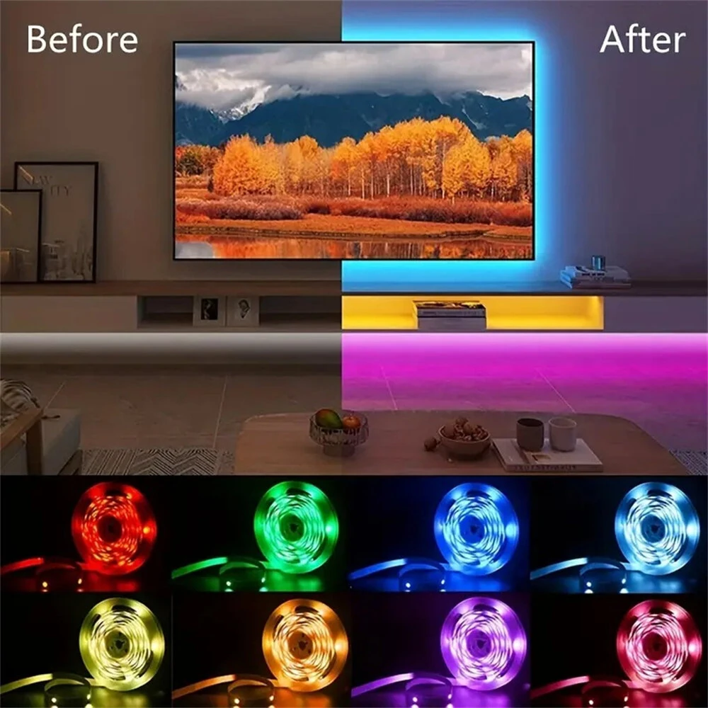 RGB Bluetooth LED Light Strip Smart Atmosphere Light Indoor 24V EU Plug With 44-Key Remote Control for TV Wall Computer Room Bedroom — view 3