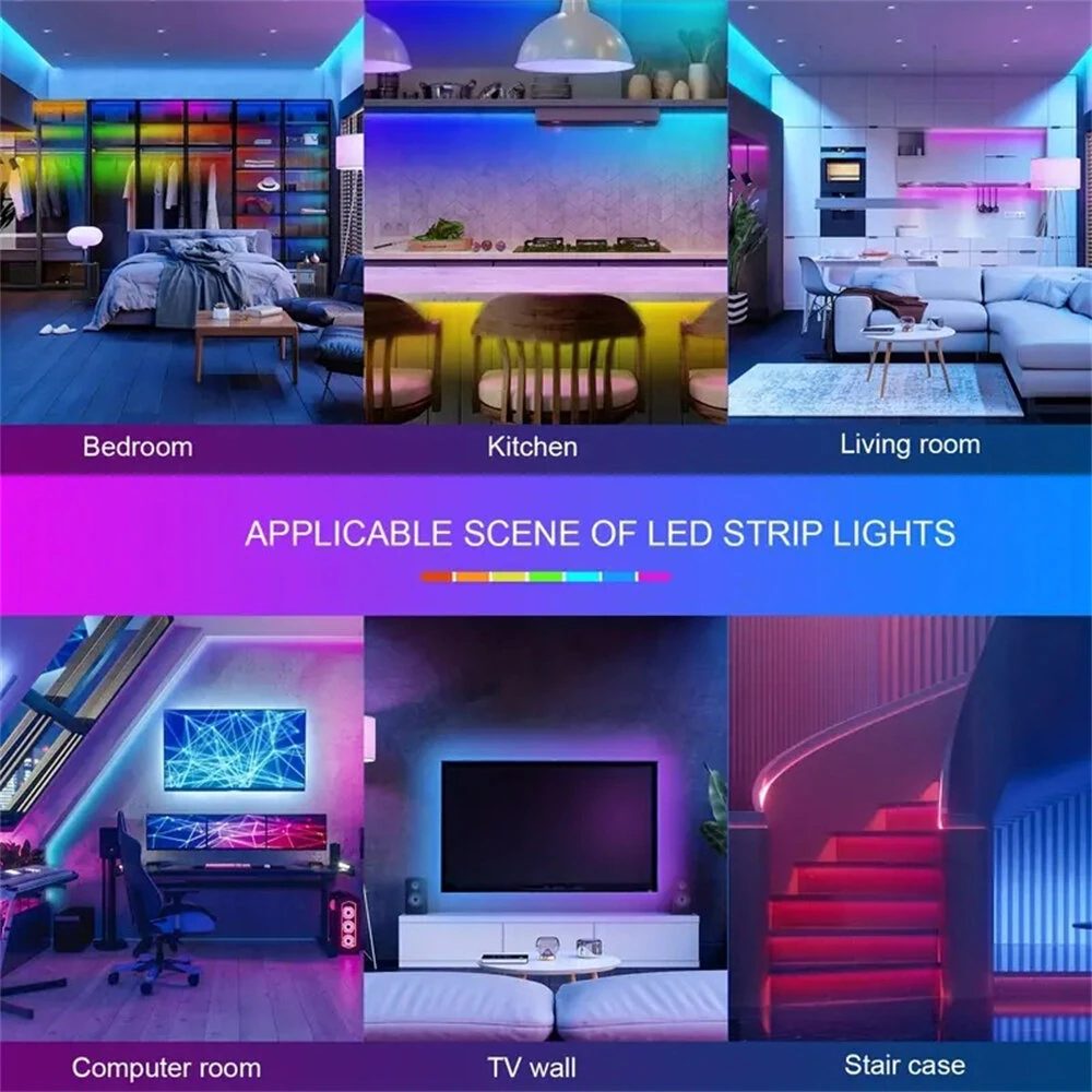 RGB Bluetooth LED Light Strip Smart Atmosphere Light Indoor 24V EU Plug With 44-Key Remote Control for TV Wall Computer Room Bedroom — view 5
