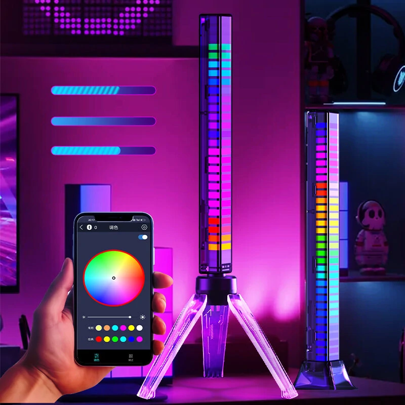 RGB Light Bar Music Sync Pickup Rhythm Lamp APP Control Voice Activated Atmosphere Light Bar for Car Gaming Room — RGB