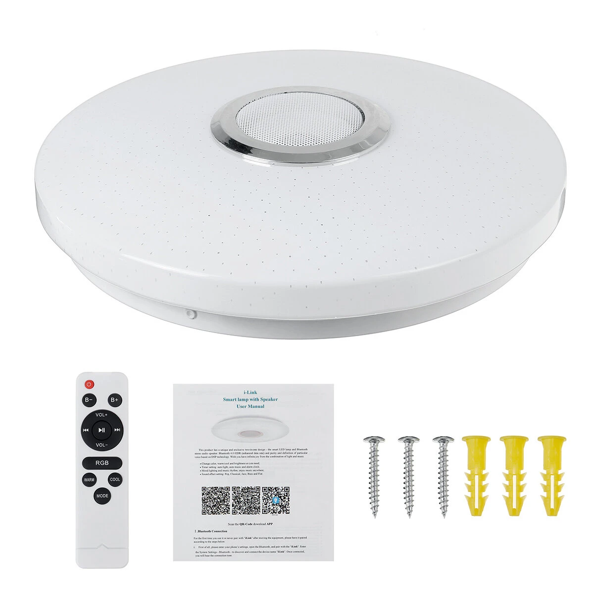 RGBW LED Ceiling Light Music Speaker Lamp Bluetooth APP + Remote Control Bedroom — view 10