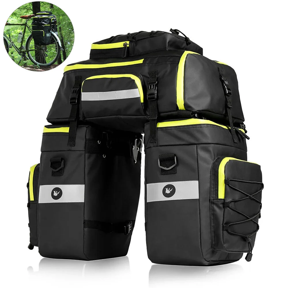 Rhinowalk 65L 3 In 1 Bicycle Pannier Waterproof Multi-functional Cycling Double Side Rear Rack Tail Seat Pack Luggage Carrier Bags for MTB — view 11