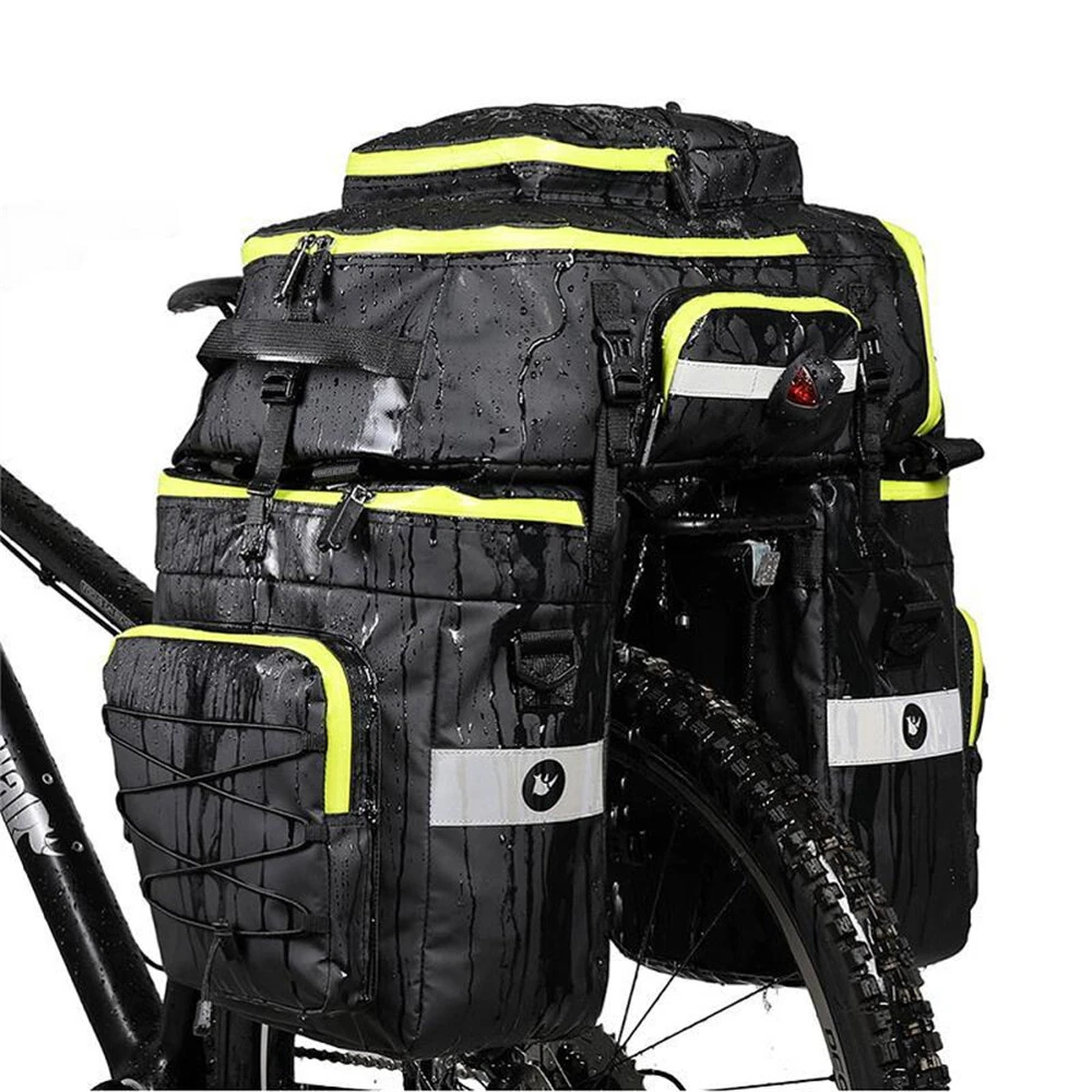 Rhinowalk 65L 3 In 1 Bicycle Pannier Waterproof Multi-functional Cycling Double Side Rear Rack Tail Seat Pack Luggage Carrier Bags for MTB — view 2