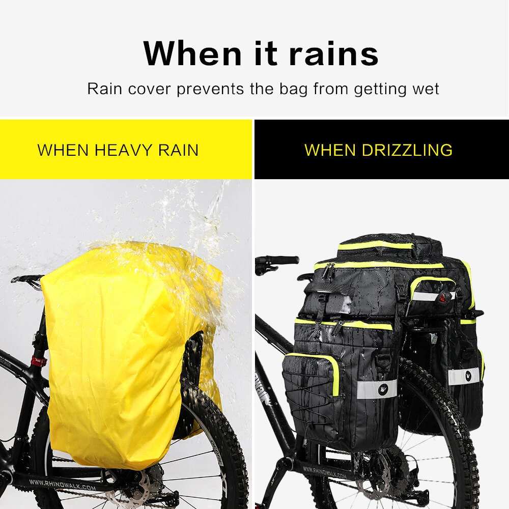 Rhinowalk 65L 3 In 1 Bicycle Pannier Waterproof Multi-functional Cycling Double Side Rear Rack Tail Seat Pack Luggage Carrier Bags for MTB — view 4