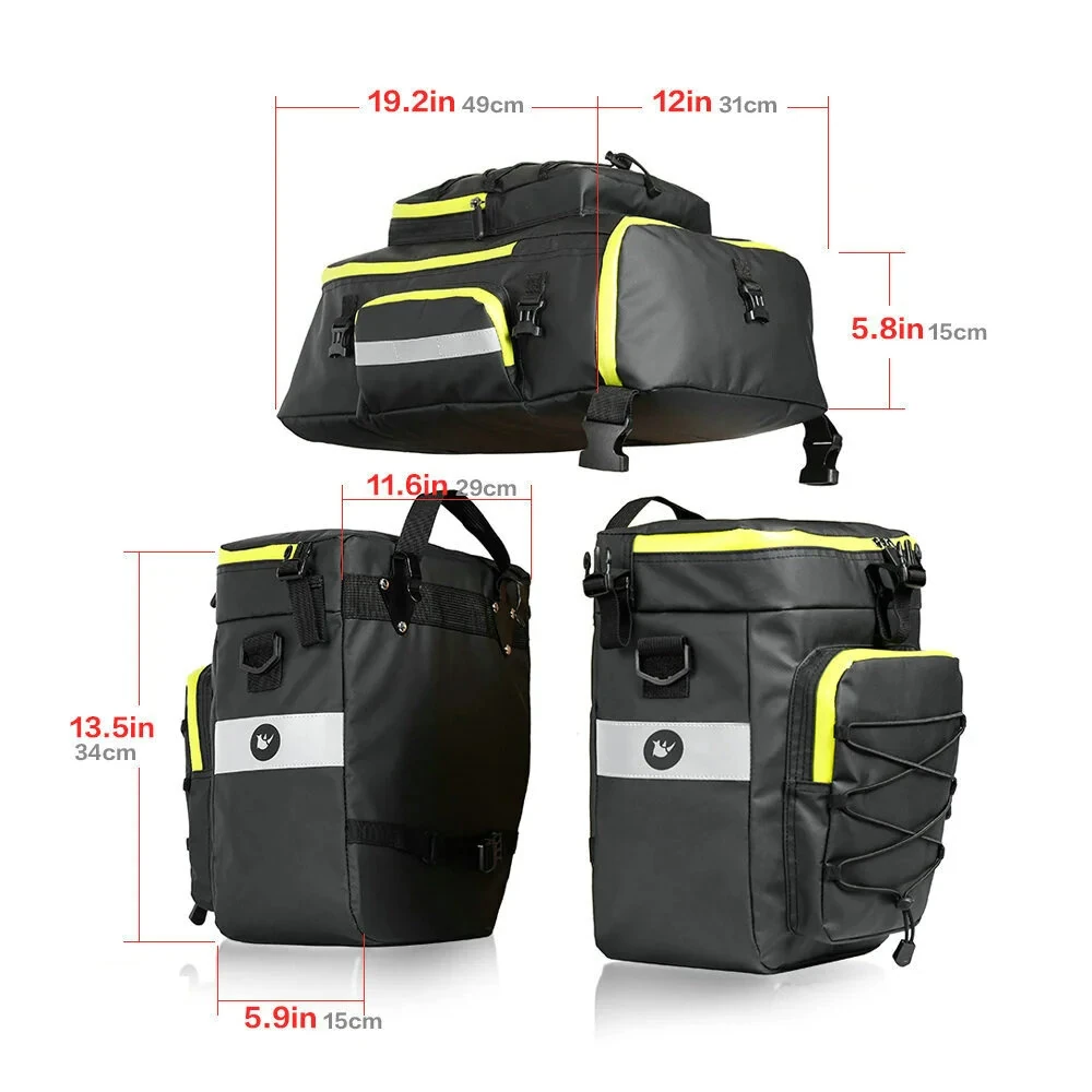 Rhinowalk 65L 3 In 1 Bicycle Pannier Waterproof Multi-functional Cycling Double Side Rear Rack Tail Seat Pack Luggage Carrier Bags for MTB — view 5