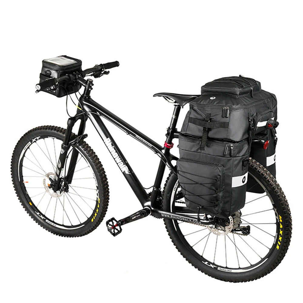 Rhinowalk 65L 3 In 1 Bicycle Pannier Waterproof Multi-functional Cycling Double Side Rear Rack Tail Seat Pack Luggage Carrier Bags for MTB — view 9