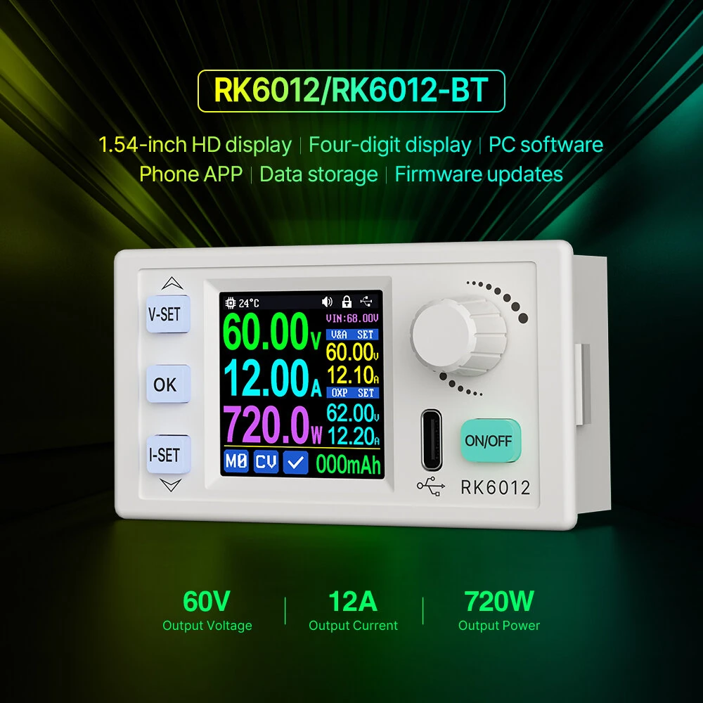 RIDEN RK6012 RK6012BT 60V 12A 720W Step-Down DC-DC Voltage Transformer Model Adjustable Digital Control DC Regulated Power Supply Constant Voltage Current Meter — view 2