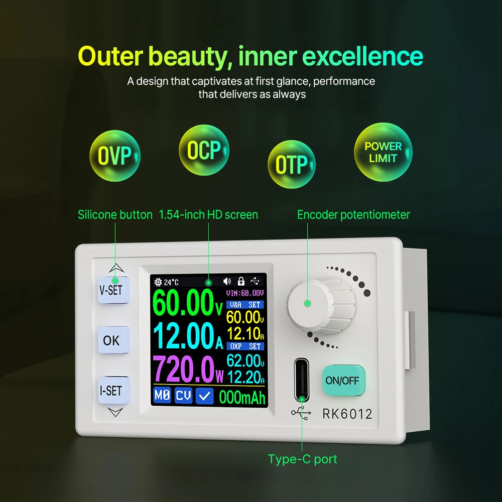 RIDEN RK6012 RK6012BT 60V 12A 720W Step-Down DC-DC Voltage Transformer Model Adjustable Digital Control DC Regulated Power Supply Constant Voltage Current Meter — view 3