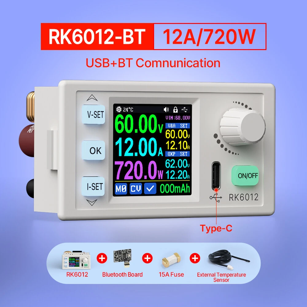 RIDEN RK6012 RK6012BT 60V 12A 720W Step-Down DC-DC Voltage Transformer Model Adjustable Digital Control DC Regulated Power Supply Constant Voltage Current Meter — view 8