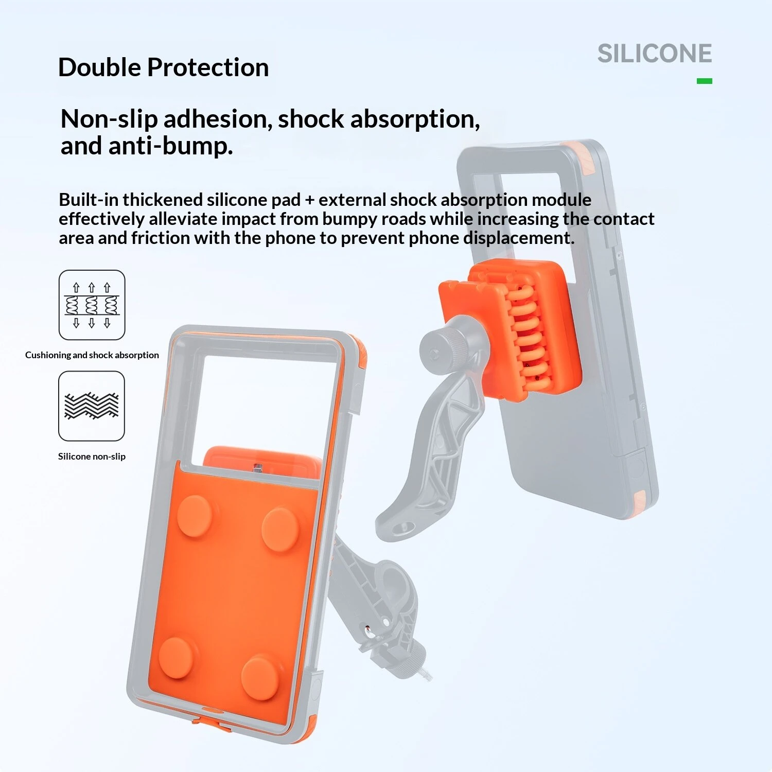 ROCKBROS 4.7-6.9inch Magnetic Bicycle Phone Holder Touchscreen Waterproof Silicone Non-slip Shock-absorbing Handlebar Phone Bracket for Cycling Navigation — view 4