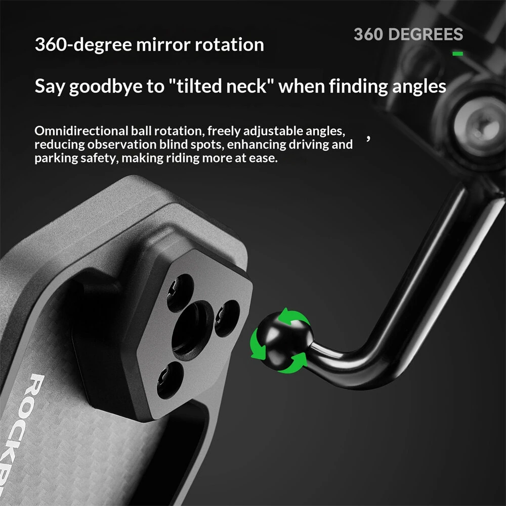 ROCKBROS Bicycle Rearview Mirror 360° Adjustable Anti-glare HD MTB Handlebar Reflective Mirror for Riding Safety — view 3