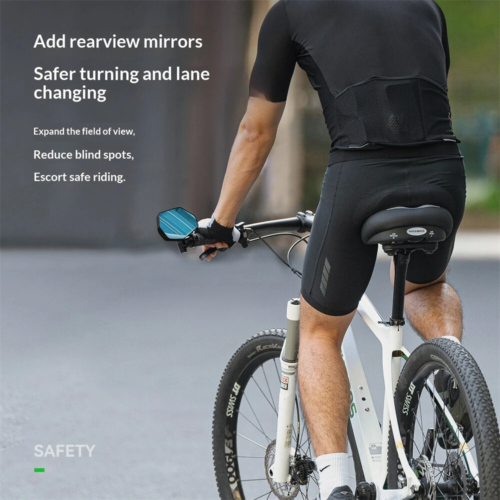 ROCKBROS Bicycle Rearview Mirror 360° Adjustable Anti-glare HD MTB Handlebar Reflective Mirror for Riding Safety — view 4