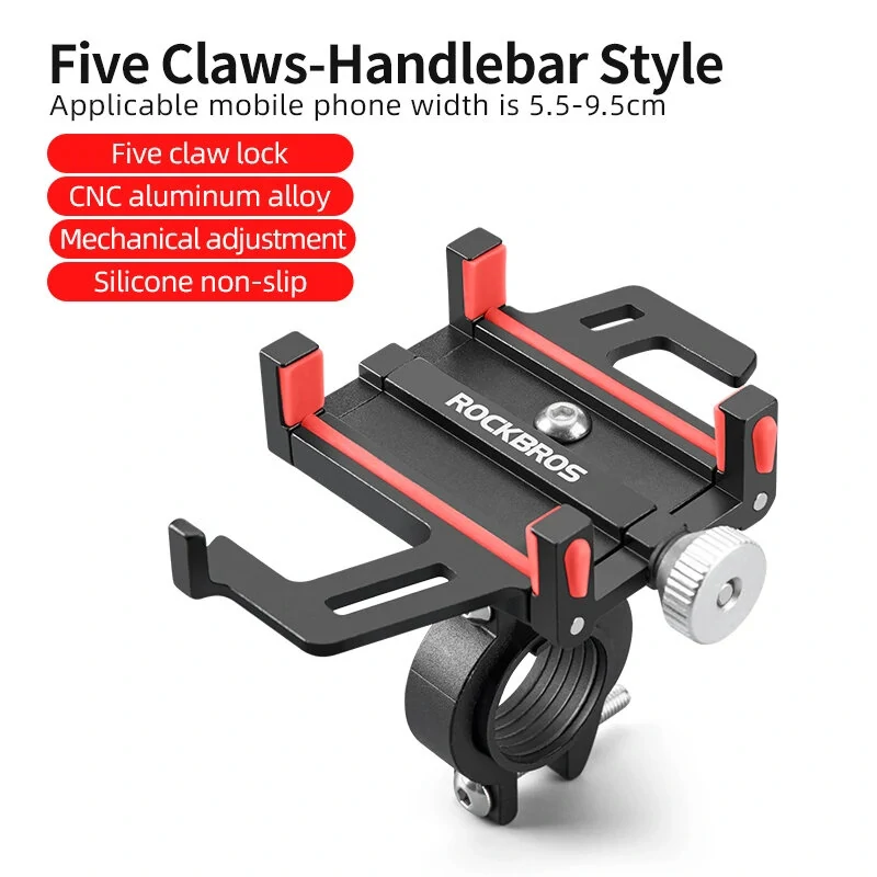 ROCKBROS Bike Holder Aluminum Alloy 360° Rotation Bracket Five Claws Stability Shockproof Easy installation Bike Phone Holder — view 4