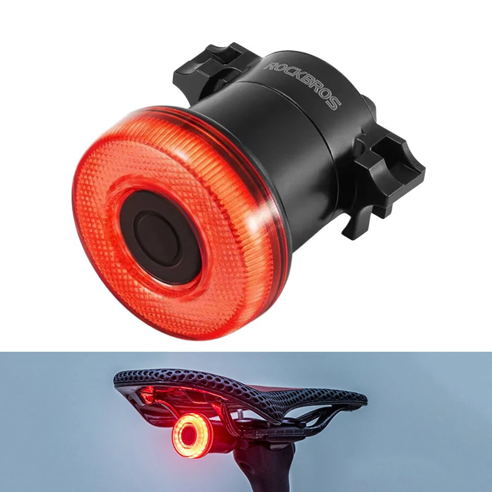 ROCKBROS BL-S1 Smart Brake Sensor Bicycle Taillight 400 mAH Type-C Charging IPX7 Waterproof Aluminum Bike Rear Light for Night Road Warning Riding — ROCKBROS