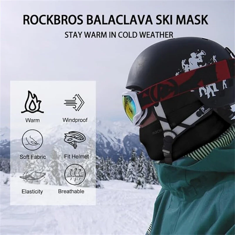 ROCKBROS Full Face Mask Warm Winter Scarf Balaclava Helmet Liner Fishing Skiing Hiking Bike Mask Windproof Breathable Headgear — view 4