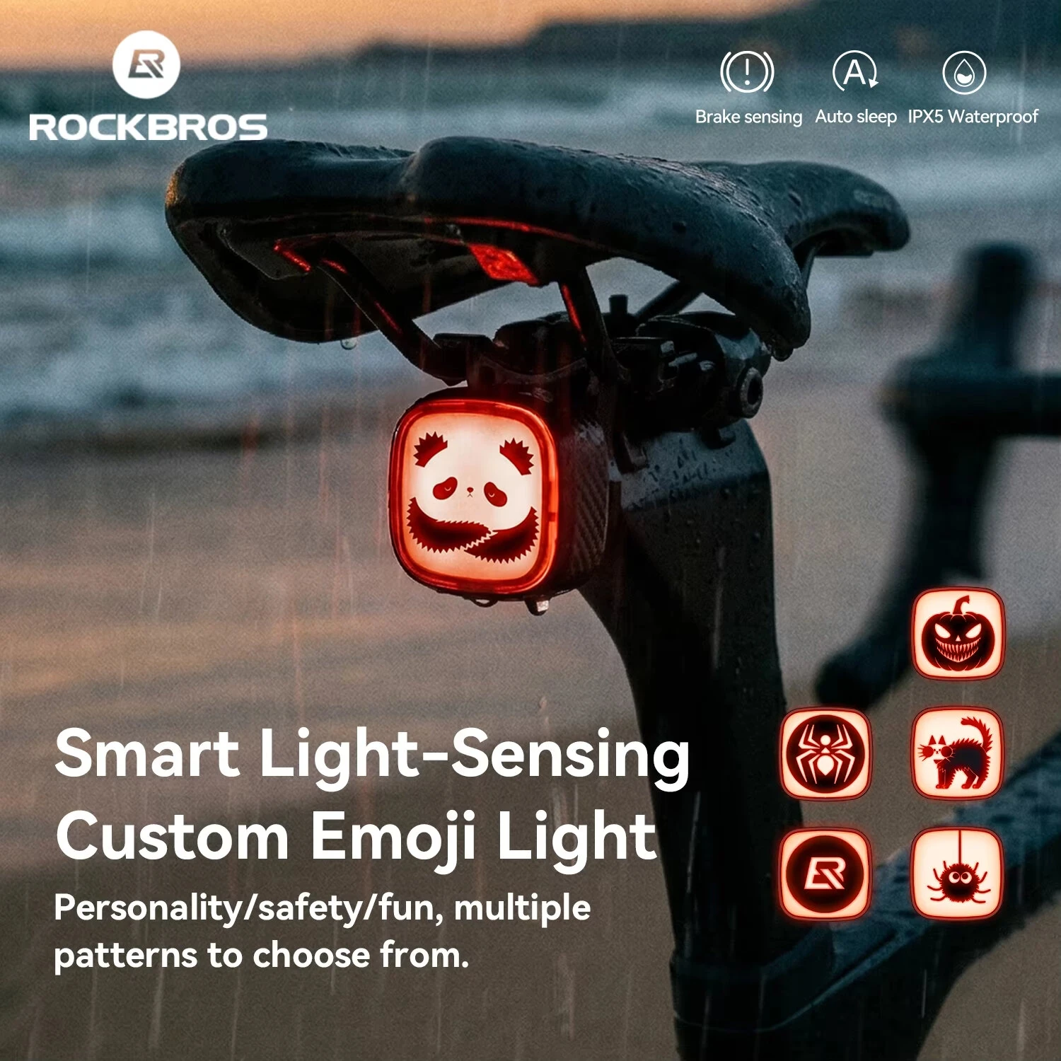 ROCKBROS Q2 MAX Bike Taillight 400mAh USB-C Rechargeable Waterproof Auto Brake Rear Light for Night Riding Safety — view 2