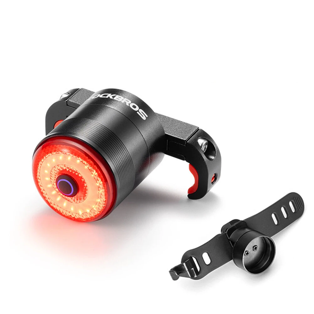 ROCKBROS Q5 Mini Smart Auto Bike Taillight Vibration Sensing Light Sensitivity Brake Rear Light IPx6 Waterproof Type-C Charging Bicycle Lump for MTB Road Night Cycling — ROCKBROS