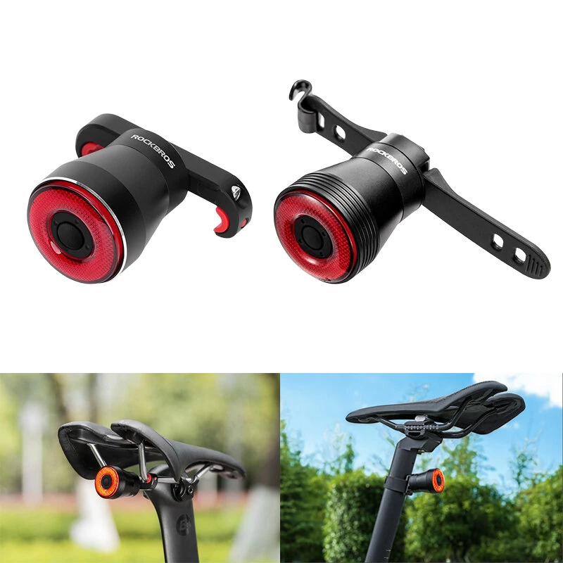 ROCKBROS Q5 Smart Auto Brake Sensing Bicycle Taillight Vibration Sensor Wake-up IPX6 Waterproof USB Charging Bike Rear Light for Night Riding — ROCKBROS