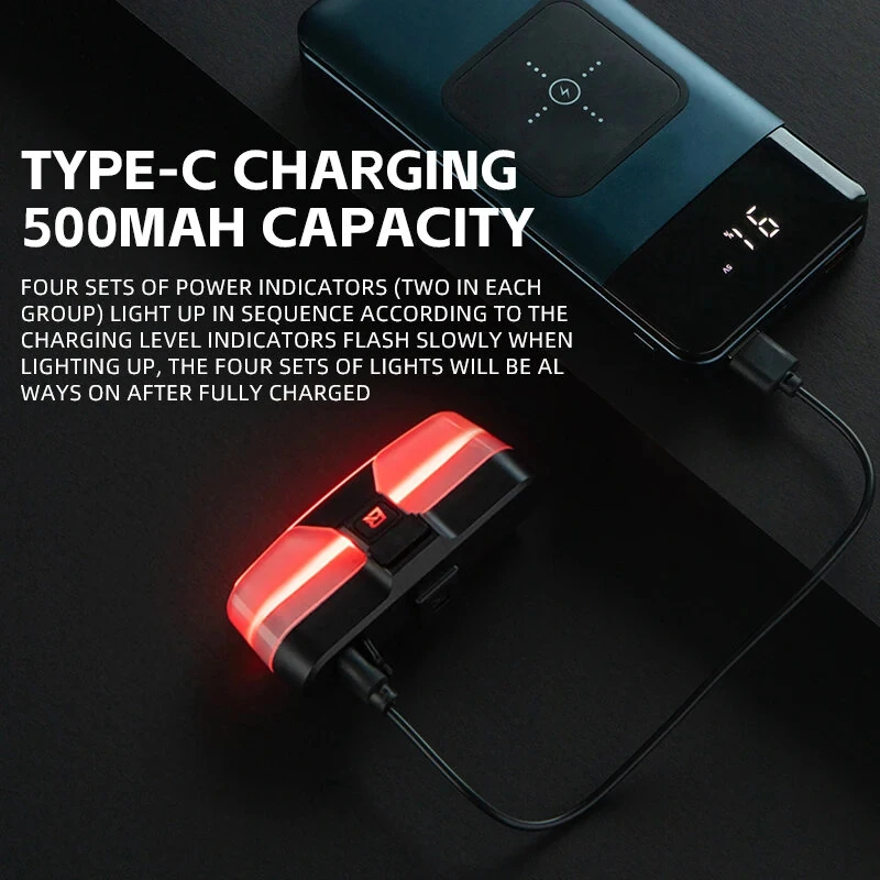 ROCKBROS REX01 Smart Brake Sensing Bike Taillight 500mAh Battery  5 Light Modes USB-C Rechargeable IPX6 Waterproof Bicycle Rear Light with Wireless Remote for Cycling — view 3