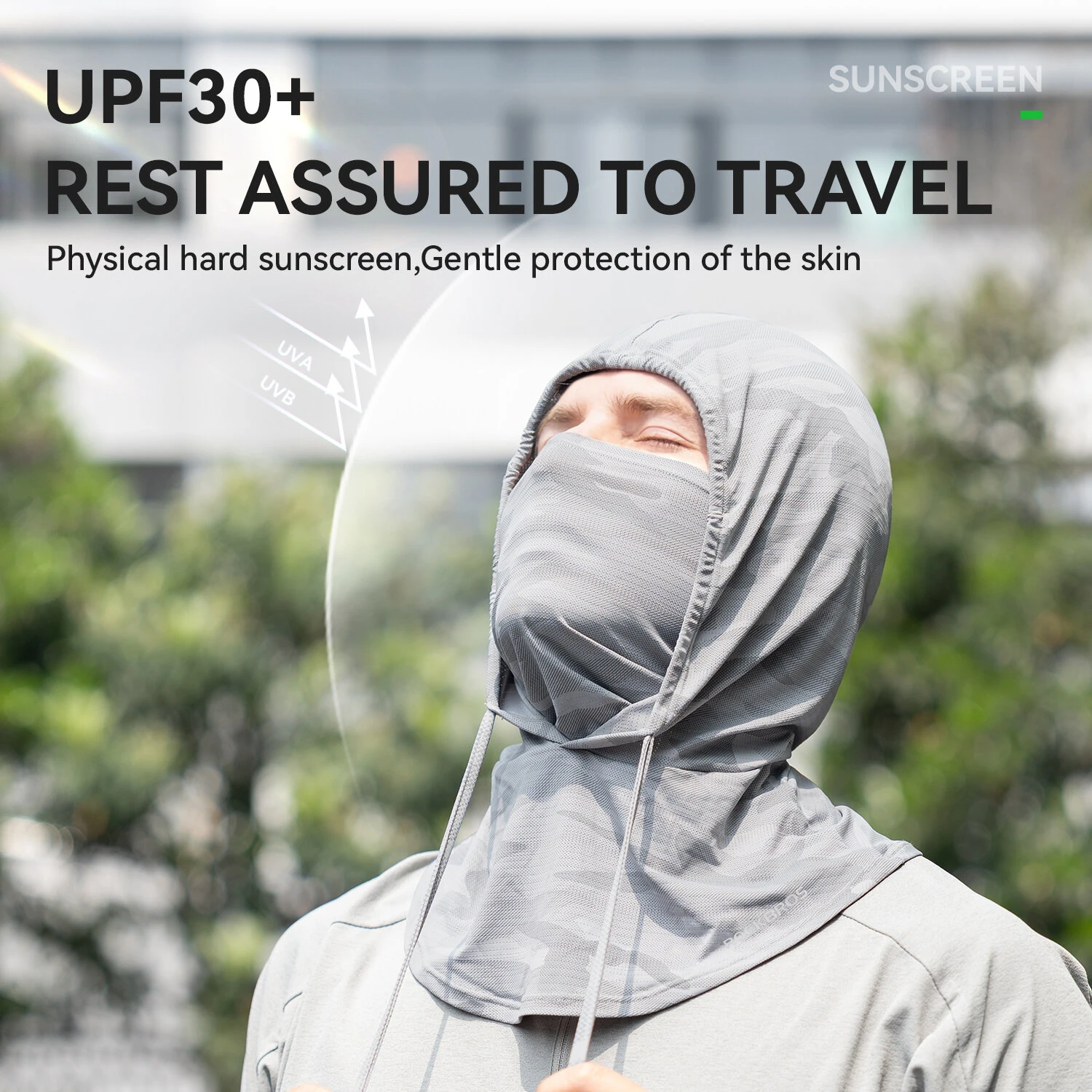 ROCKBROS Universal Summer Cycling Balaclava UPF30+ Sunscreen Breathable Gear UV Protection Scarf Cool Ice Silk Face Cover Cycling Headgear — view 3